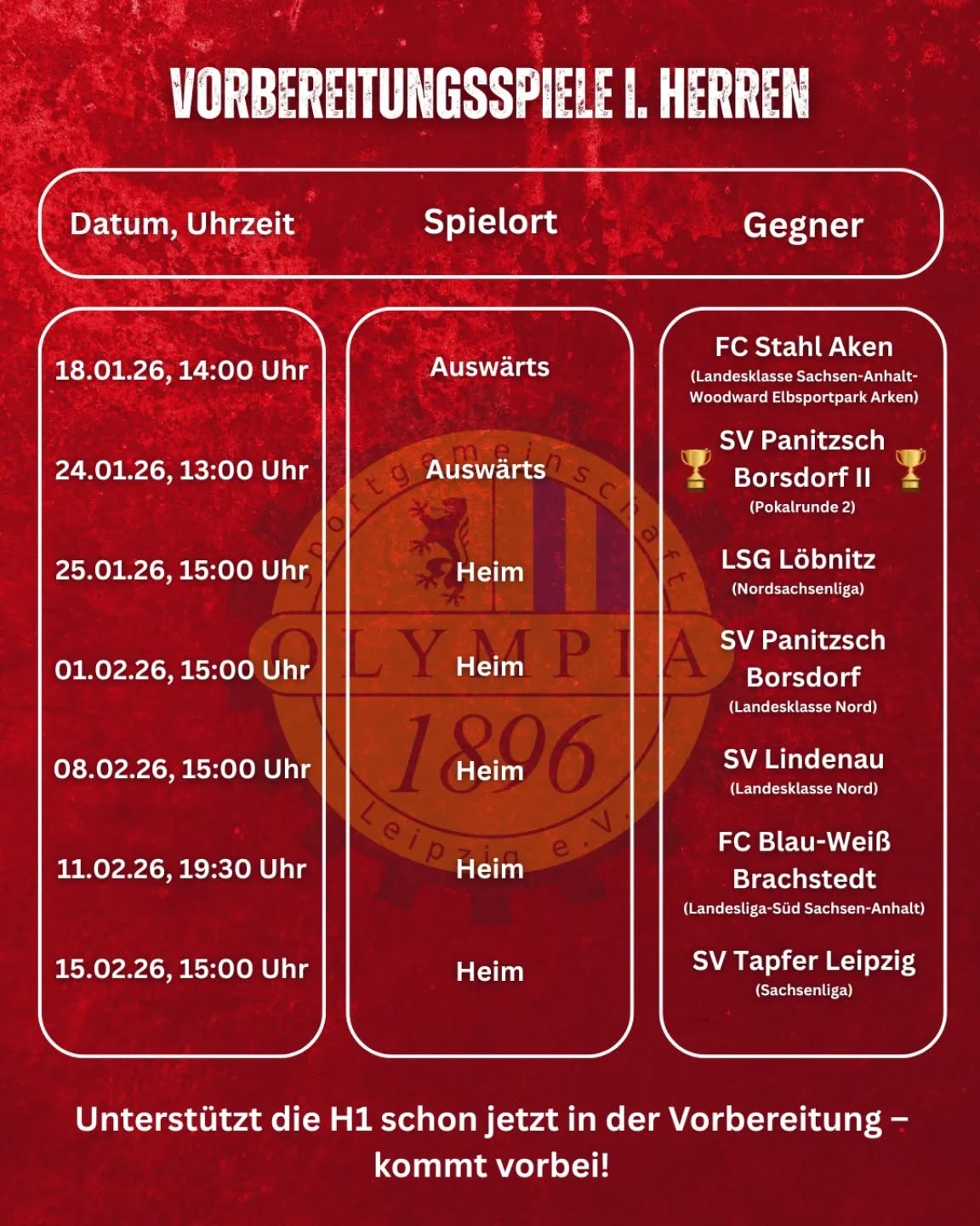SG Olympia 1896 Leipzig e.V. - Vorbereitungsplan 1.Herren - Saison 2025/26
